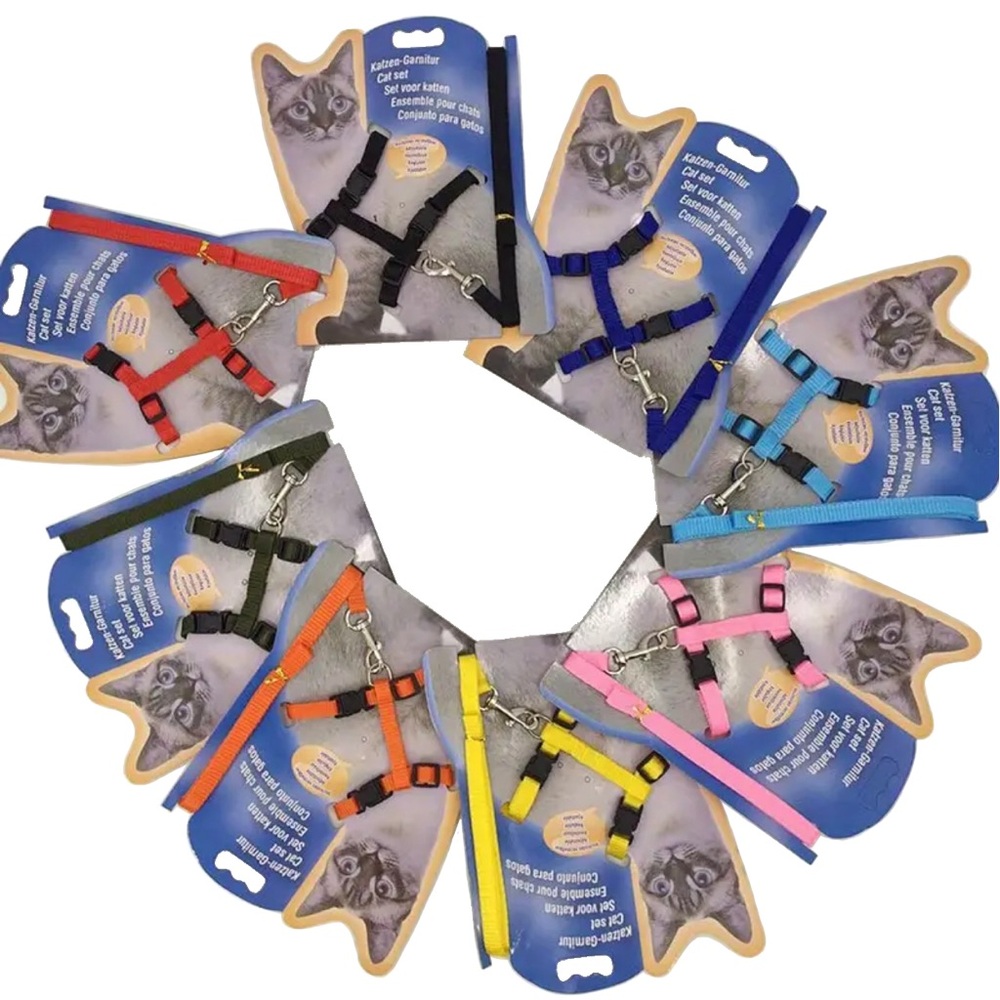 Adjustable Cat Small Pet Harness and Leash, Choose Color